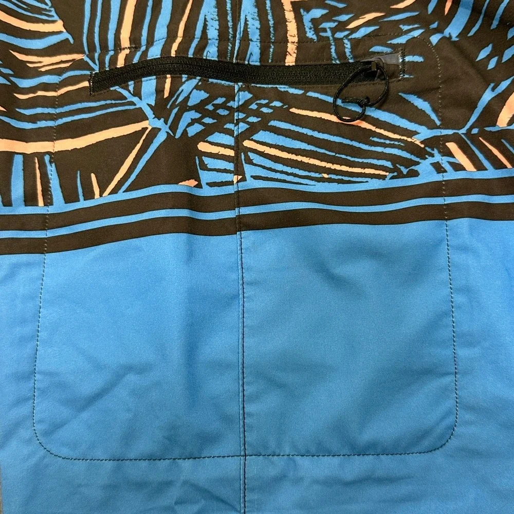 Patagonia Board Shorts Mens 34 Blue Black Tropical Palm Stripe Print